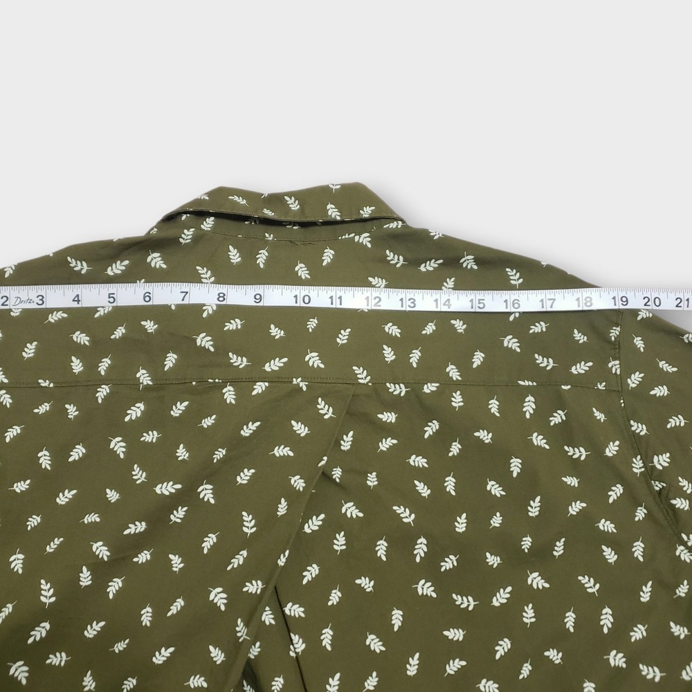 Duluth Trading Co Womens XXL Green Leaf Print Roll Tab Sleeve Button Down Shirt - Picture 10 of 11
